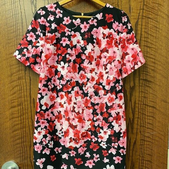 Eliza j petite black floral cherry blossom print sheath dress with cap sleeves‎ - Picture 2 of 9